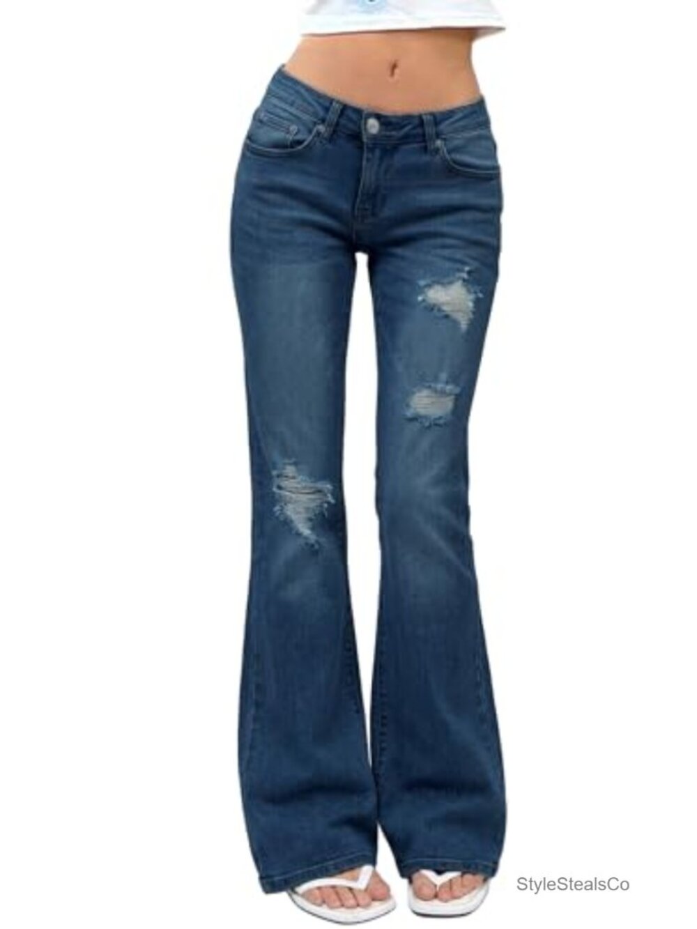 EMMIOL Stretchy Bootcut Jeans High Waisted Flare Ripped Denim Women